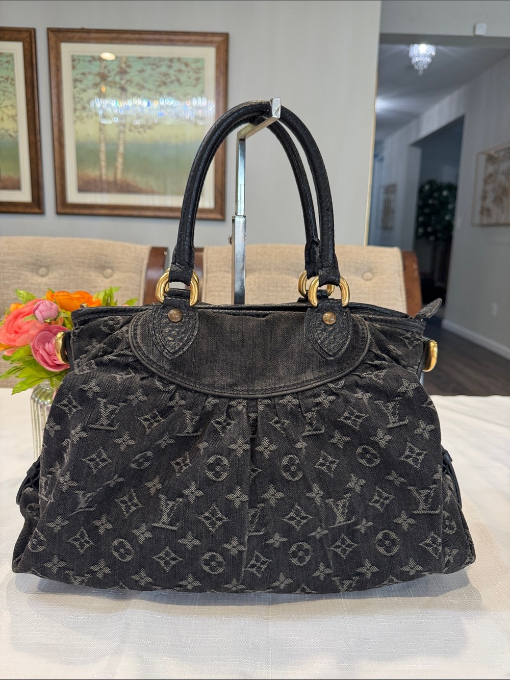 Authentic Louis Vuitton Neo Cabby Monogram Denim Tote Bag